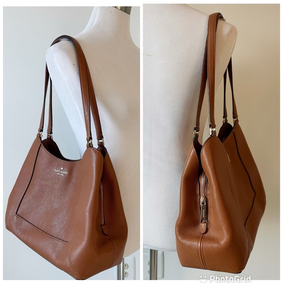 Kate Spade Lena Triple Compartment Shoulder Bag Leather Warm Gingerbread KH435 - Picture 4 of 16